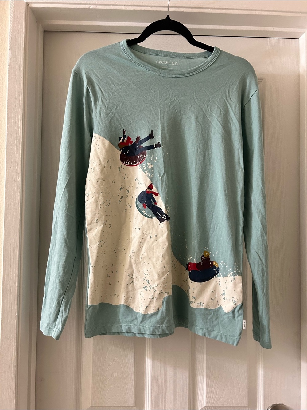 Crewcuts Light Teal Long-Sleeve Snow Tubing Graphic Tee